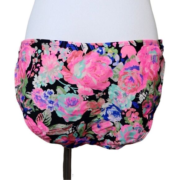 No Boundaries Pink Black Floral Bikini Swim 2pc Swimsuit LARGE Beach Cruise - Picture 8 of 14